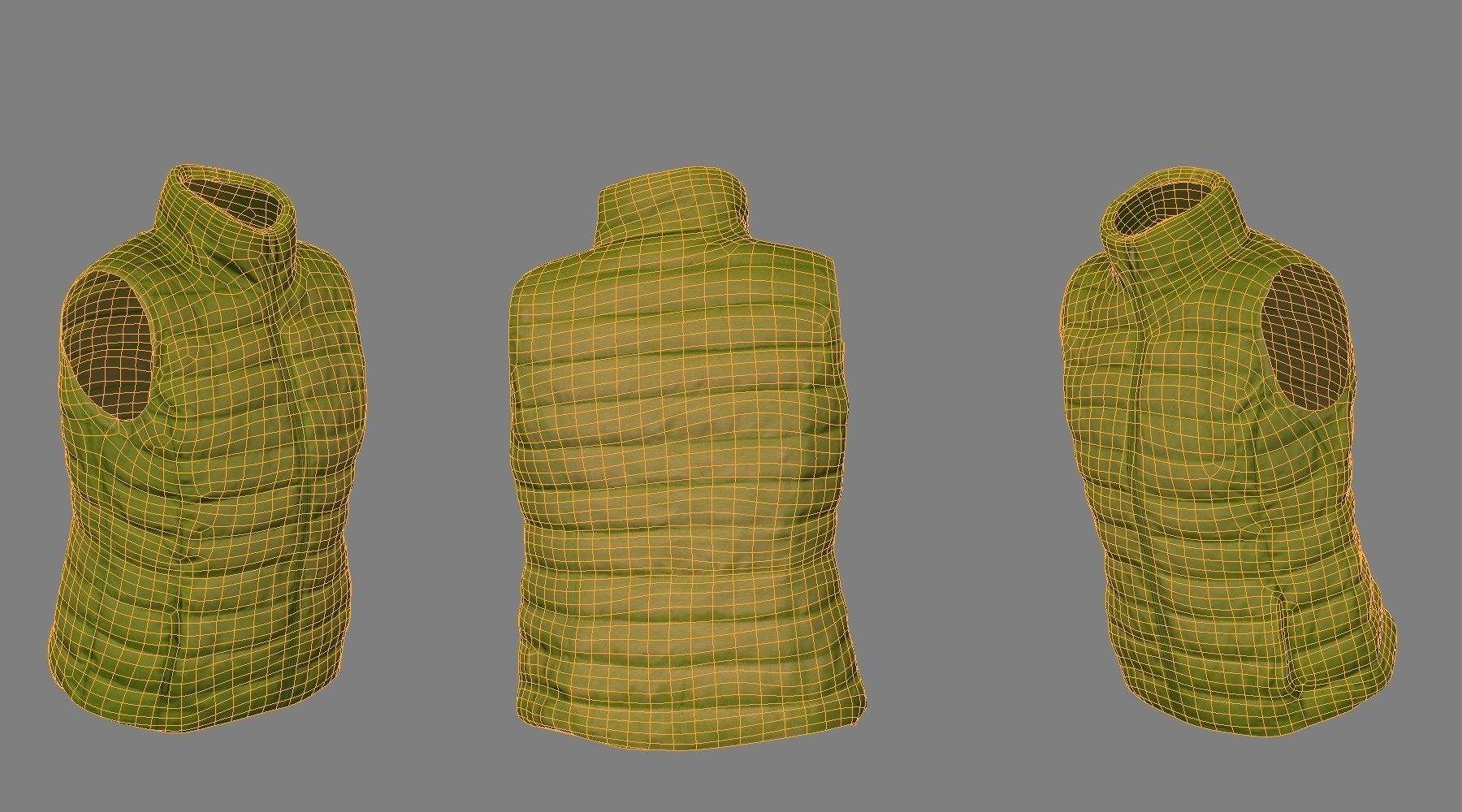 Vest 3D model puffer Low-poly 3D model_8