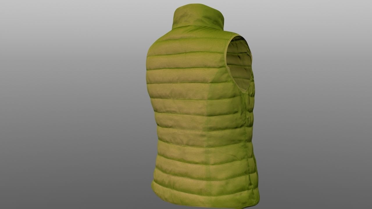 Vest 3D model puffer Low-poly 3D model_5