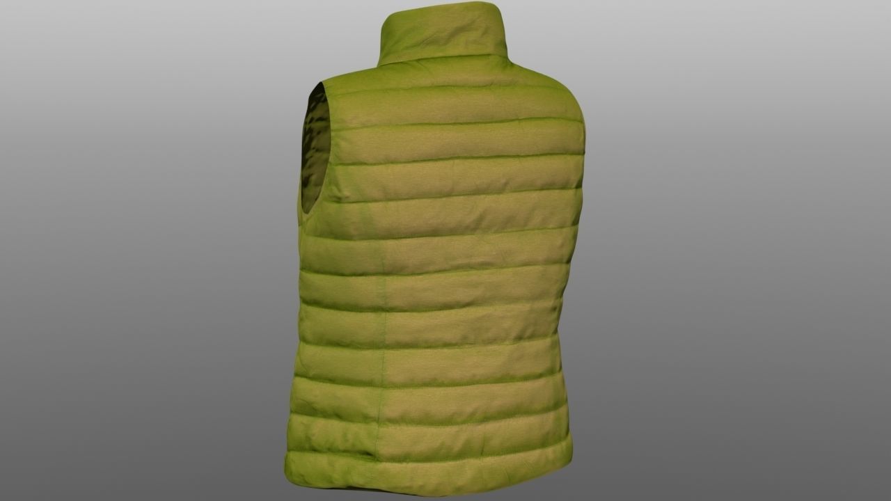 Vest 3D model puffer Low-poly 3D model_4