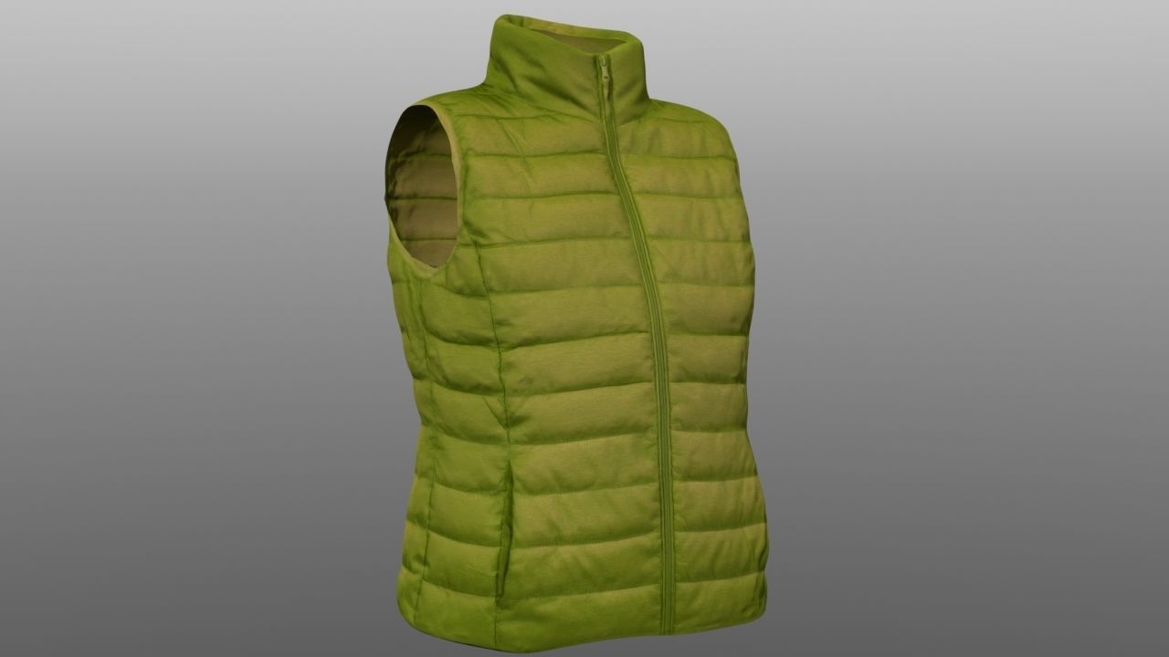 Vest 3D model puffer Low-poly 3D model_1