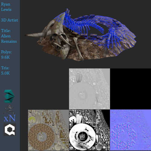 Alien Remains Low-poly 3D model