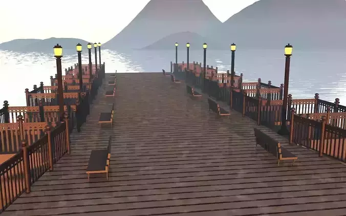 sunset shore  Free low-poly 3D model