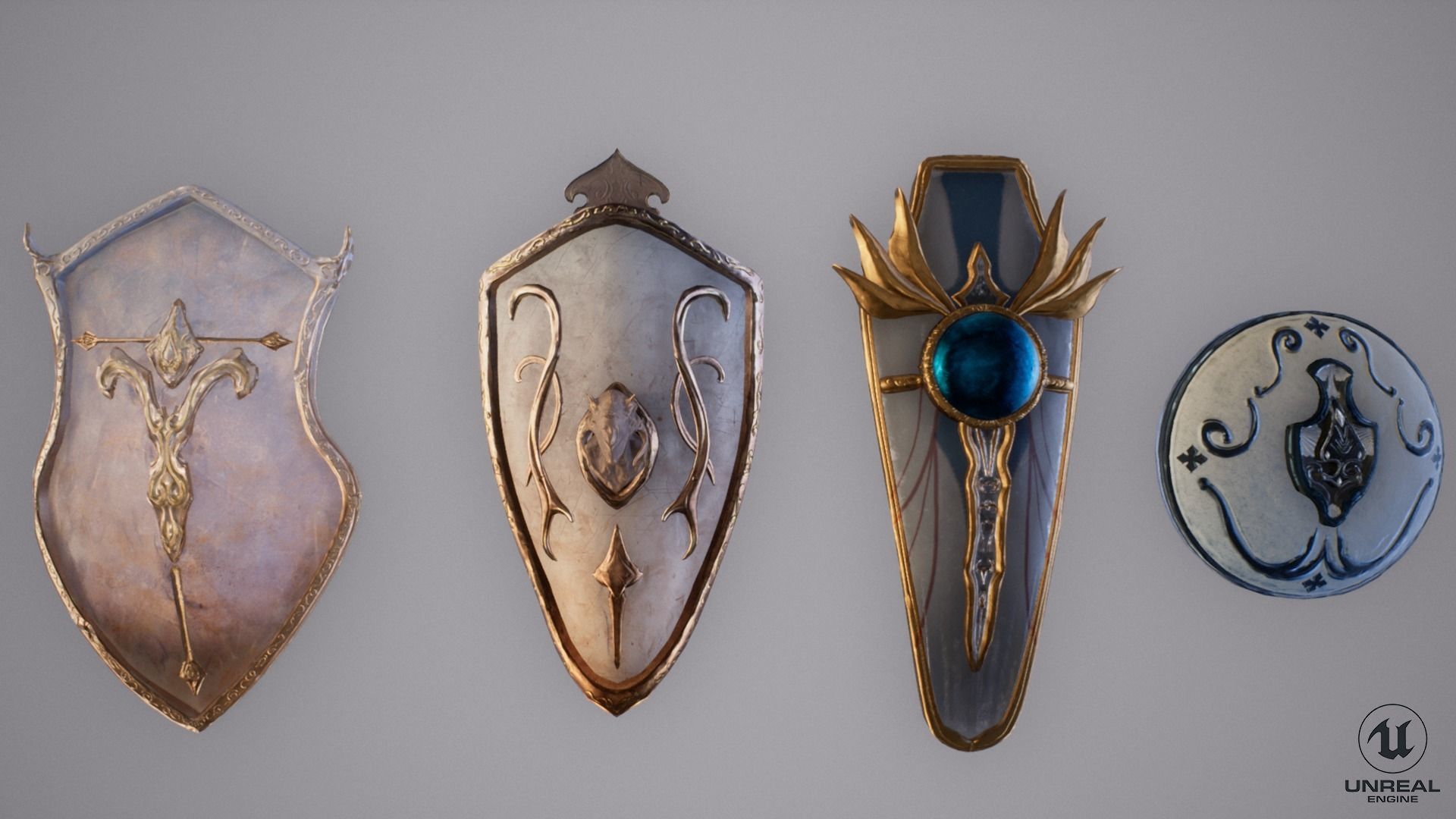 Fantasy Shields Low-poly 3D model_1