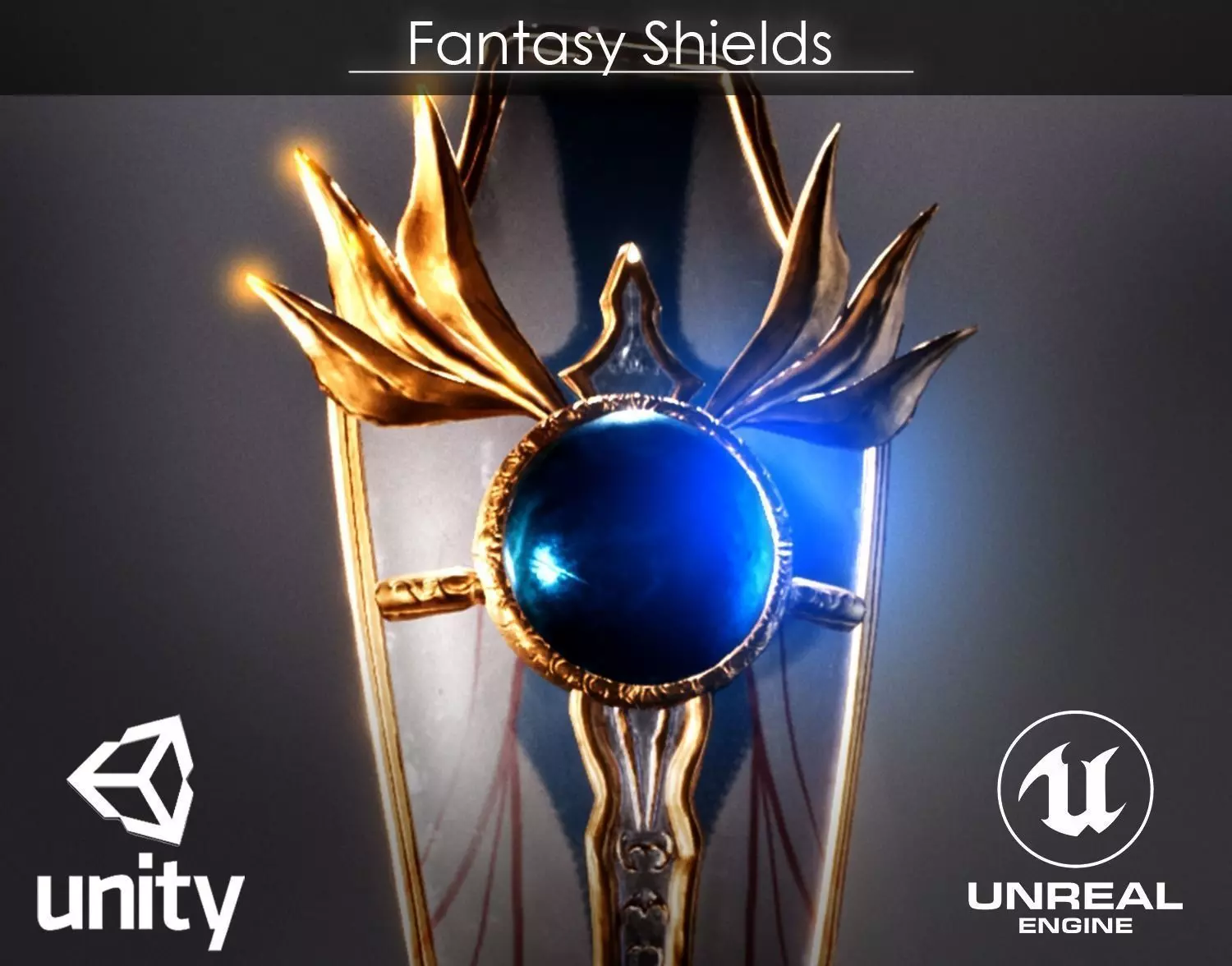 Fantasy Shields Low-poly 3D model_0