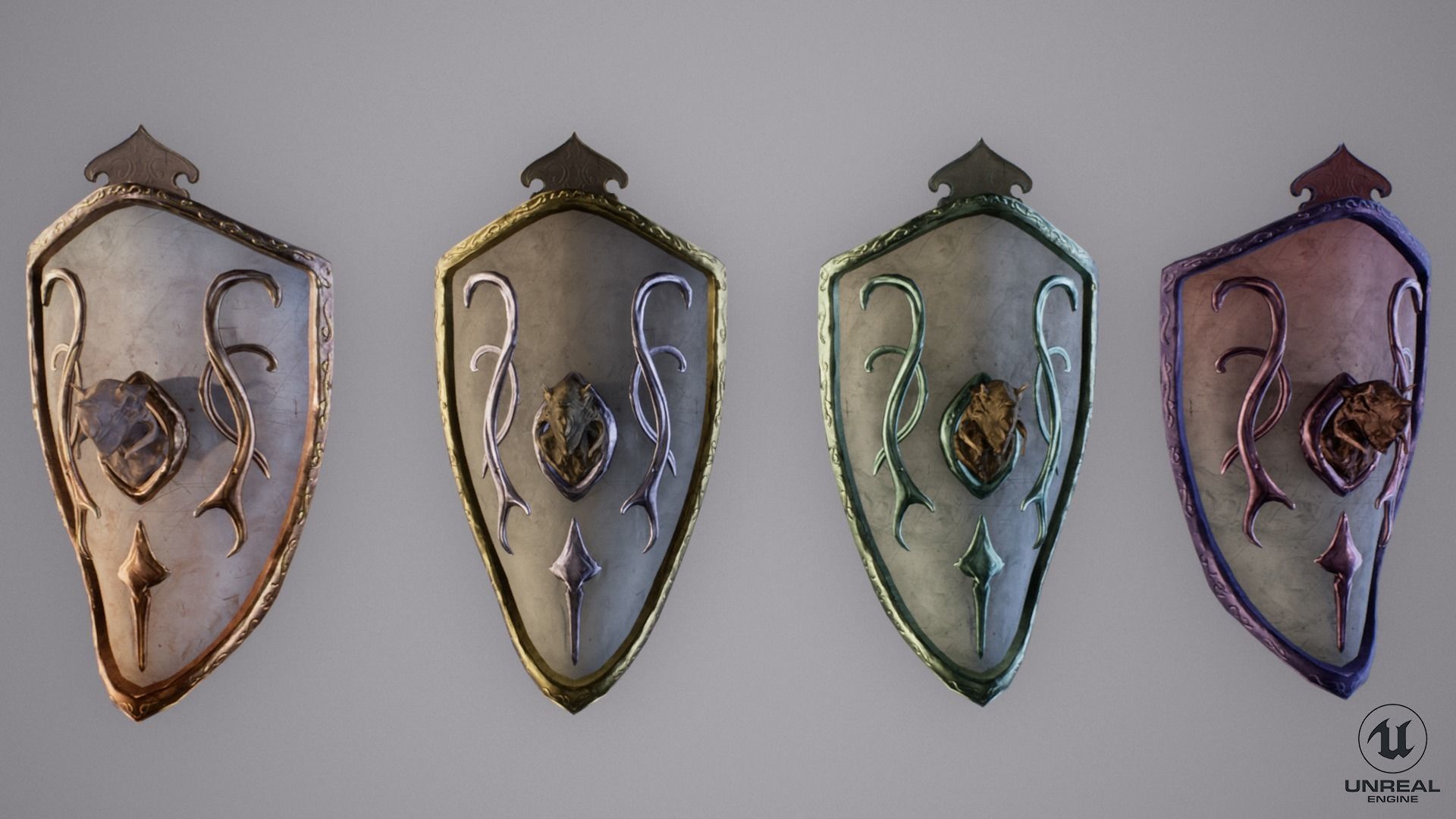 Fantasy Shields Low-poly 3D model_6