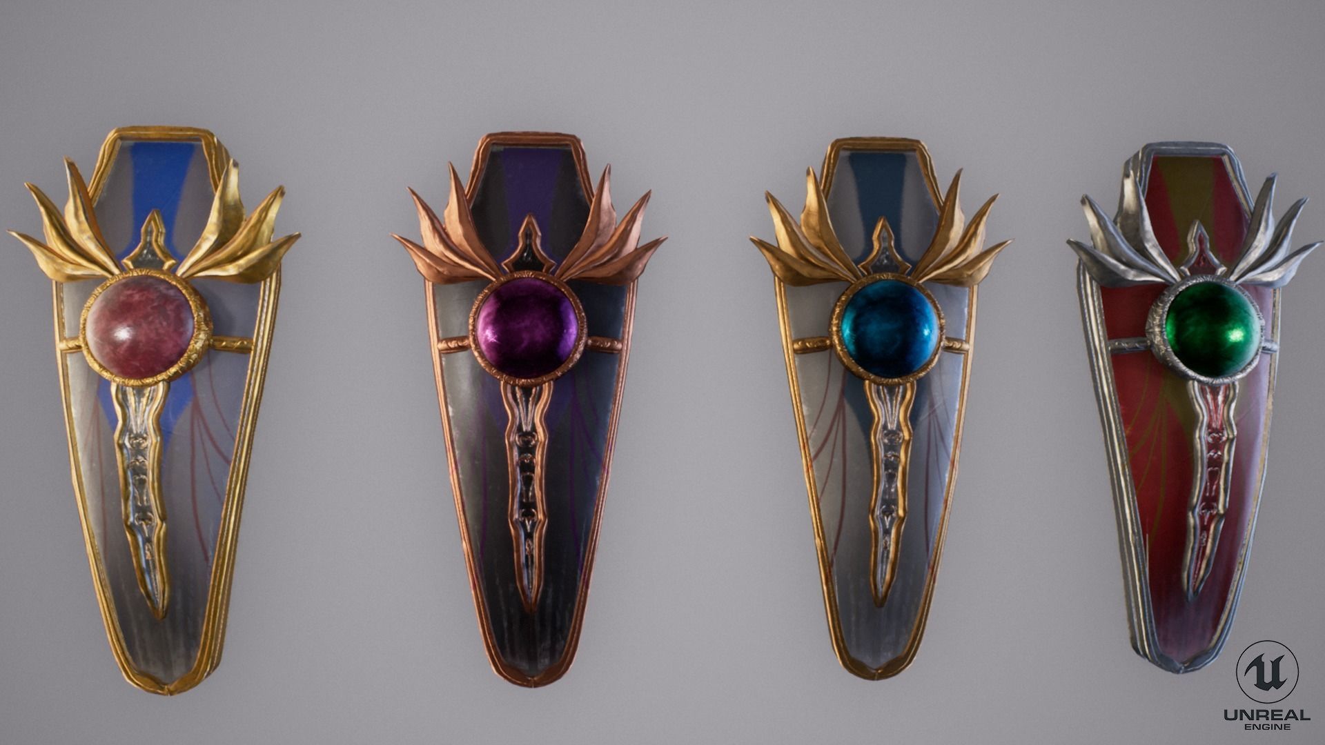 Fantasy Shields Low-poly 3D model_4