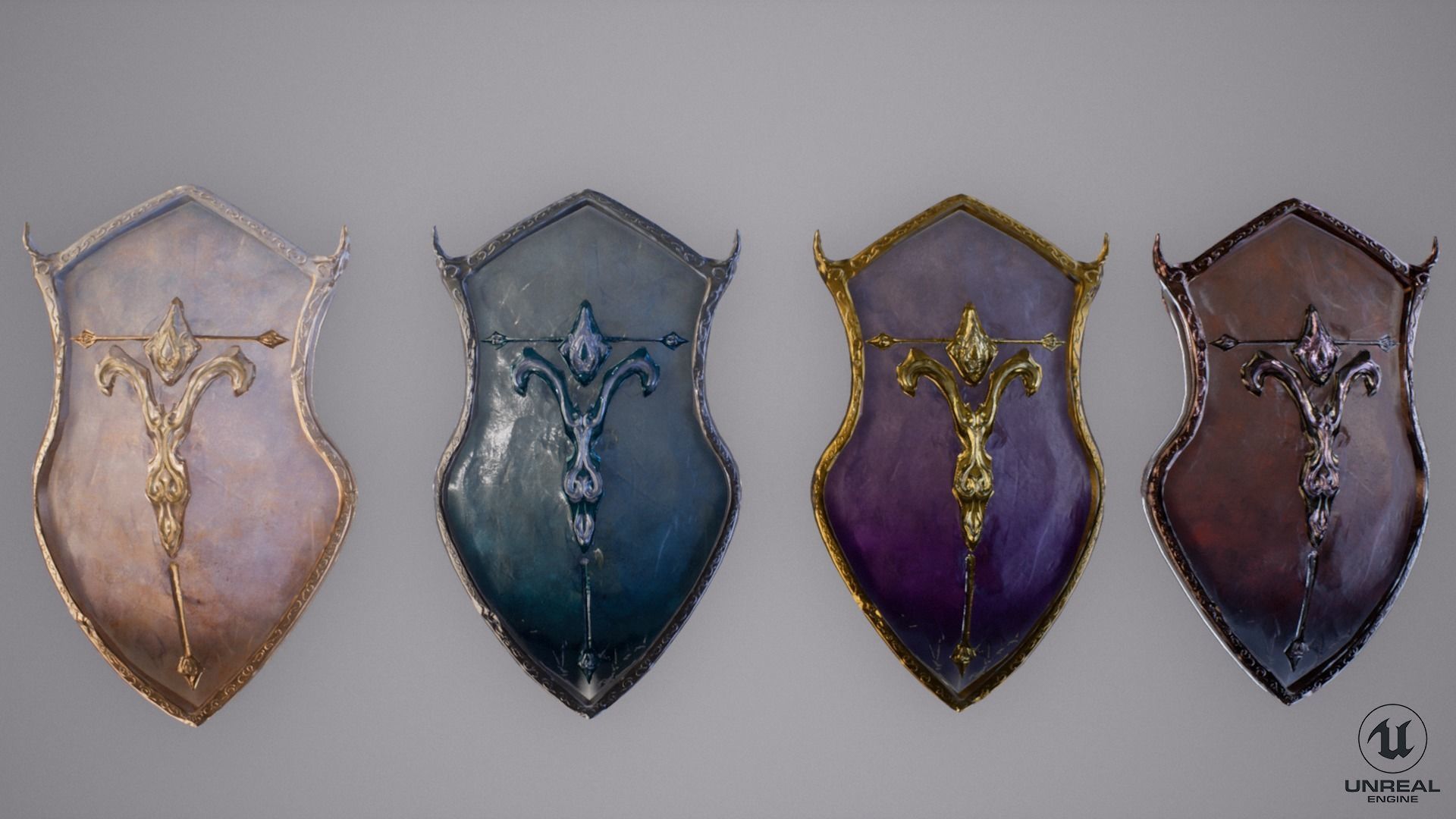 Fantasy Shields Low-poly 3D model_2