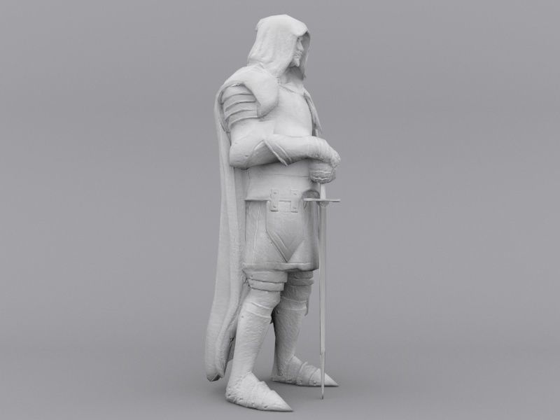 Warrior Statue Lowpoly  Low-poly 3D model_2