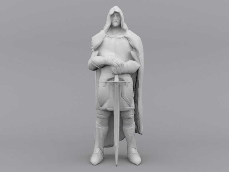 Warrior Statue Lowpoly  Low-poly 3D model_1