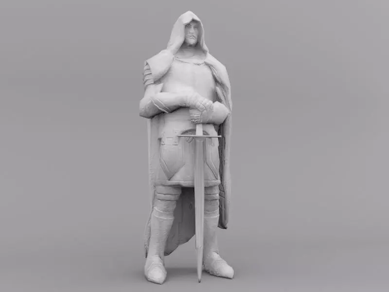 Warrior Statue Lowpoly  Low-poly 3D model_0