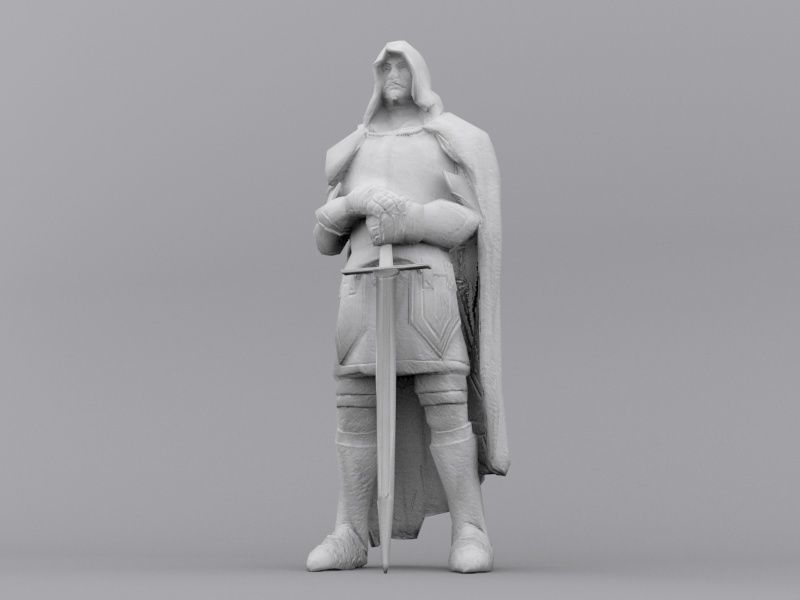 Warrior Statue Lowpoly  Low-poly 3D model_3