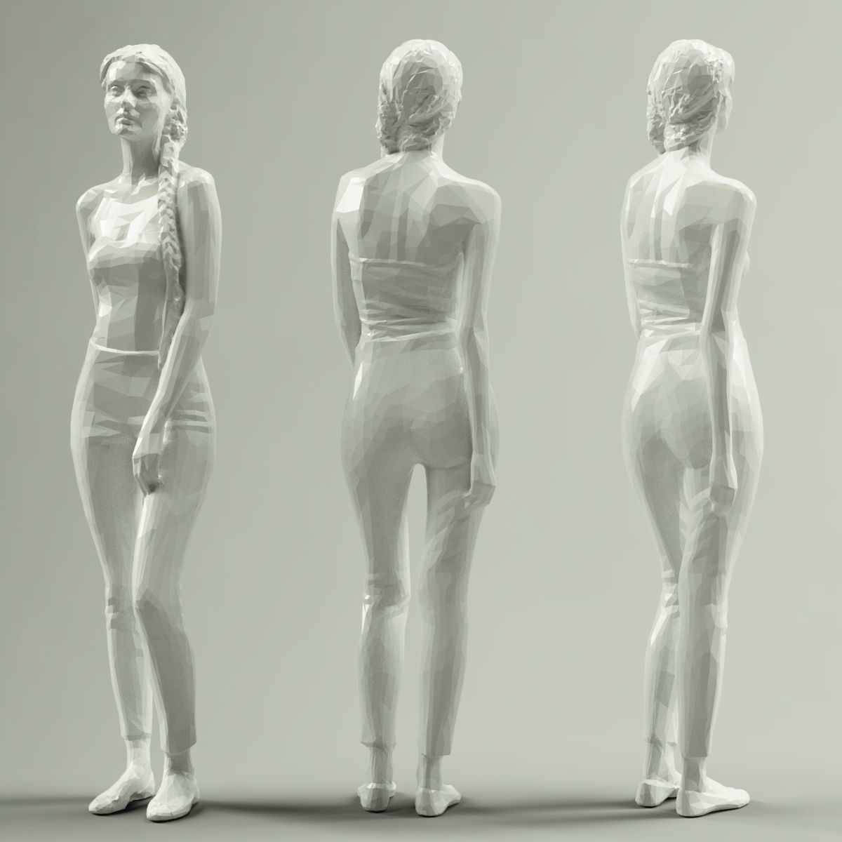 Girl in Red Top and Leggings Posing Low-poly 3D model_6