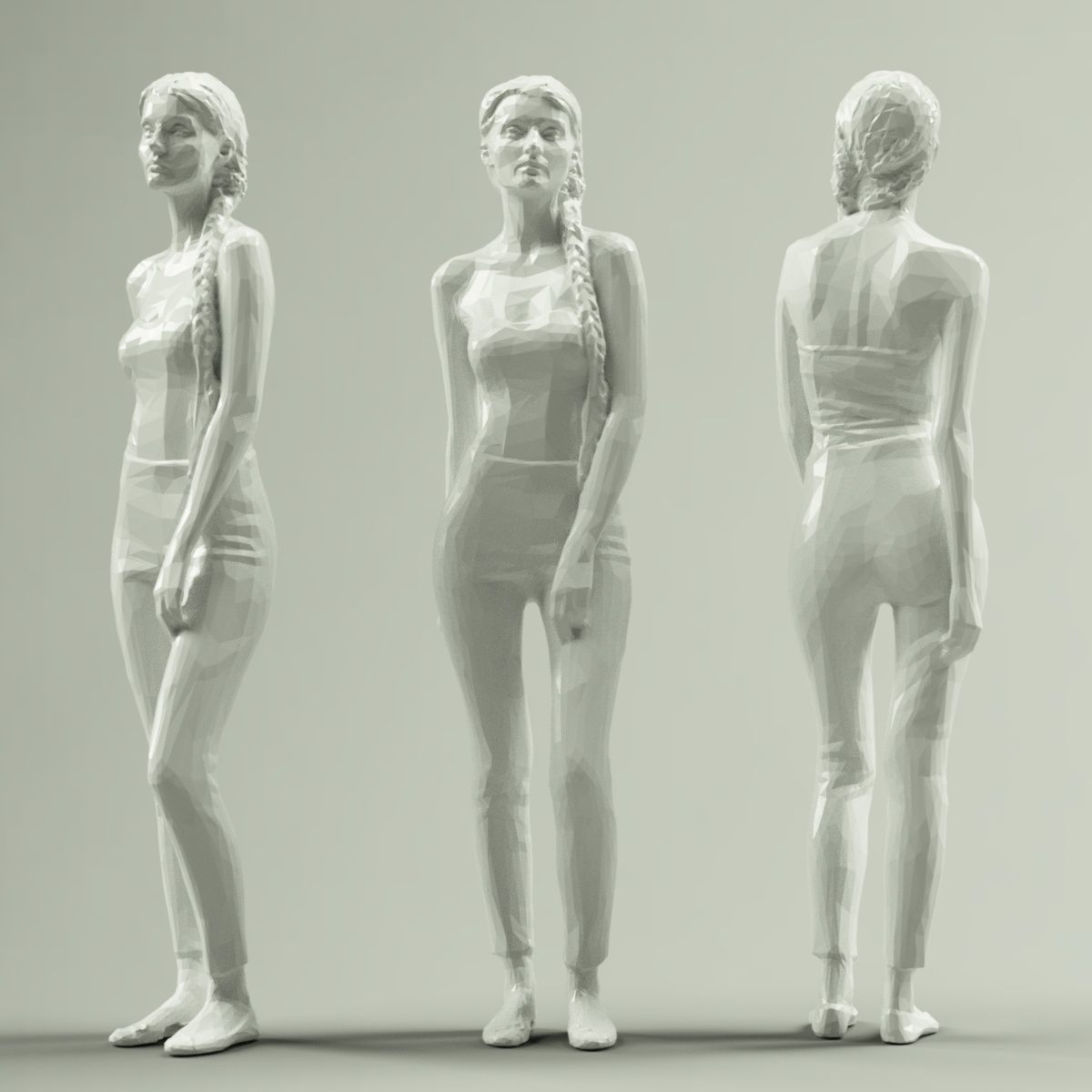 Girl in Red Top and Leggings Posing Low-poly 3D model_4