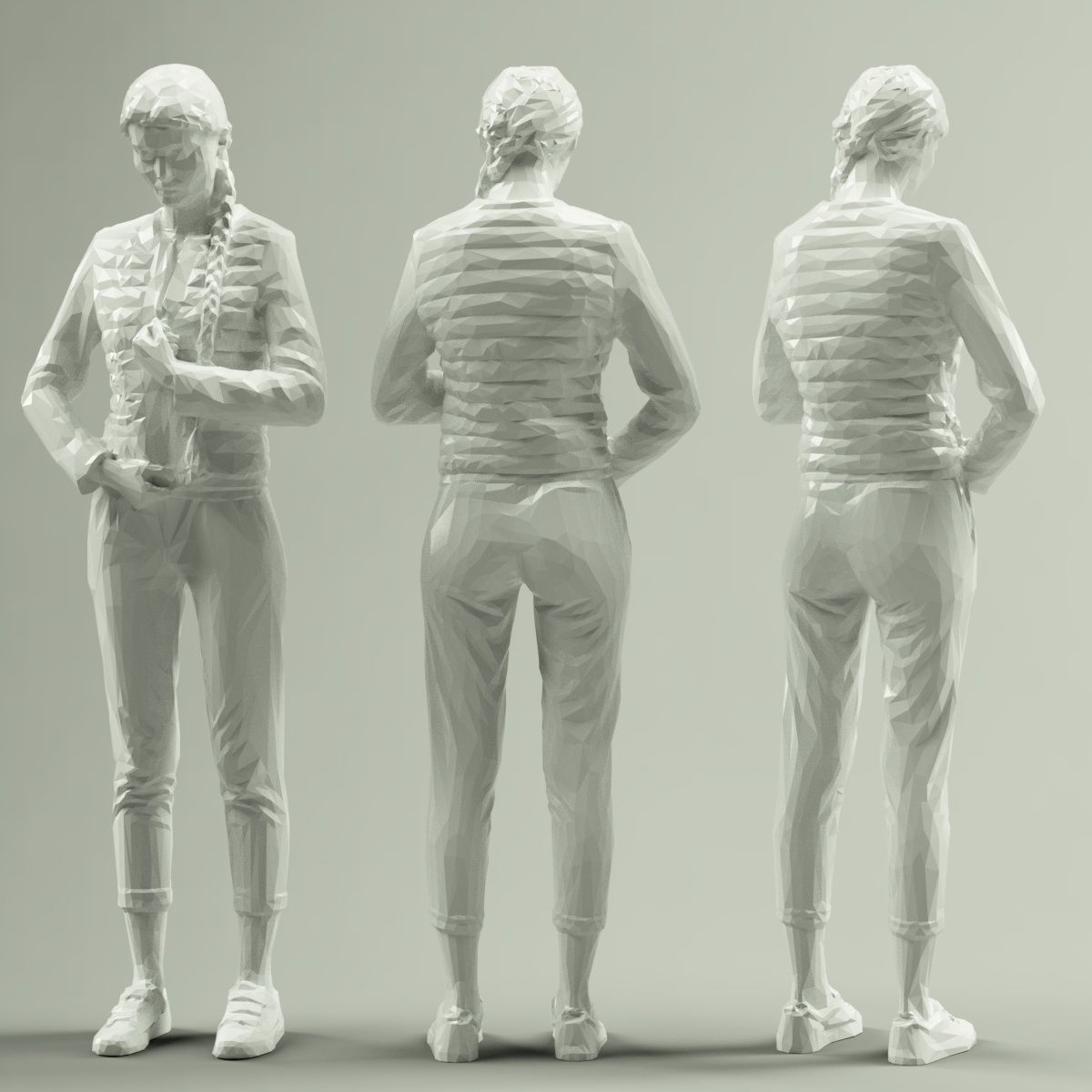 3D model Girl Zipping up Shiny Jacket VR / AR / lowpoly CGTrader