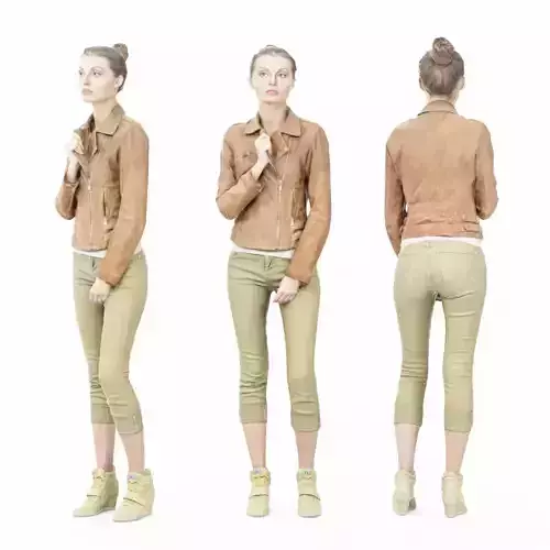 Wearing Brown Leather Jacket and Green Pants