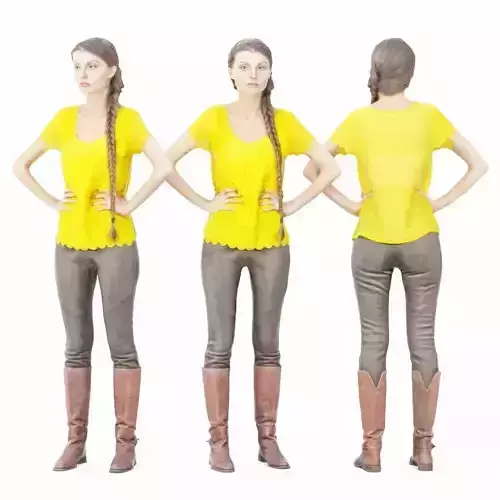 Yellow Top and Leather Boots Girl