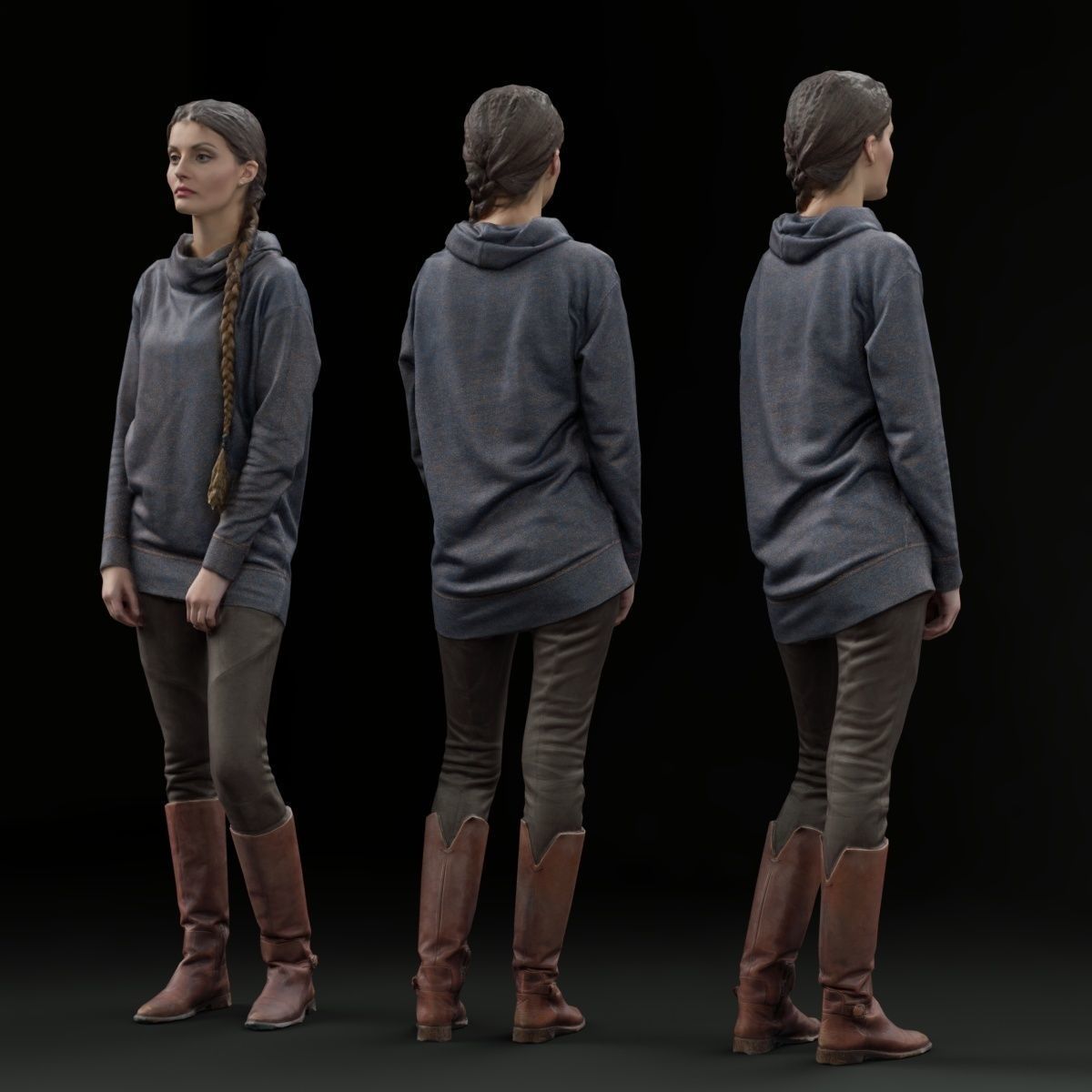16 Fashion Girls Scan Vol 1 Low-poly 3D model_9