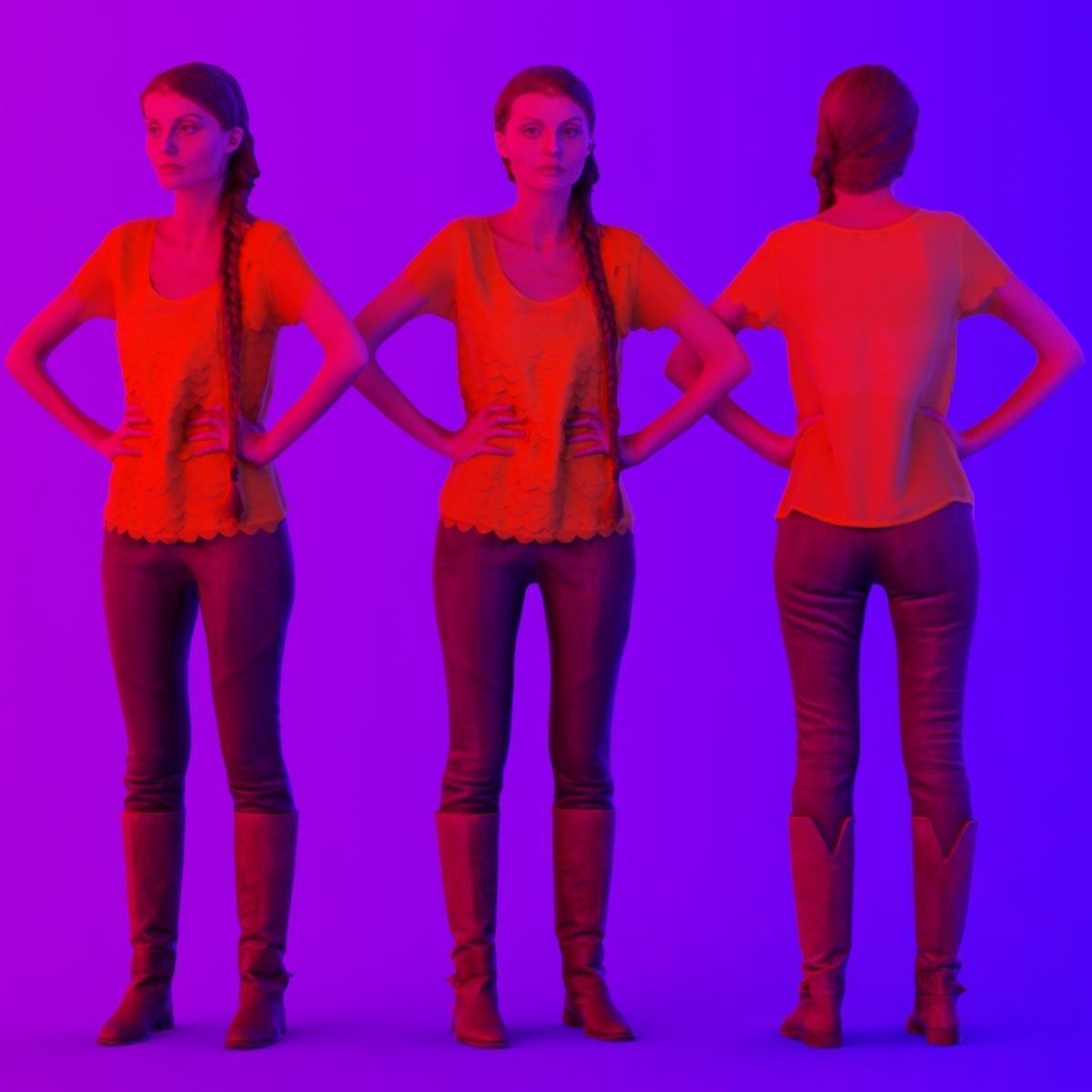 16 Fashion Girls Scan Vol 1 Low-poly 3D model_128