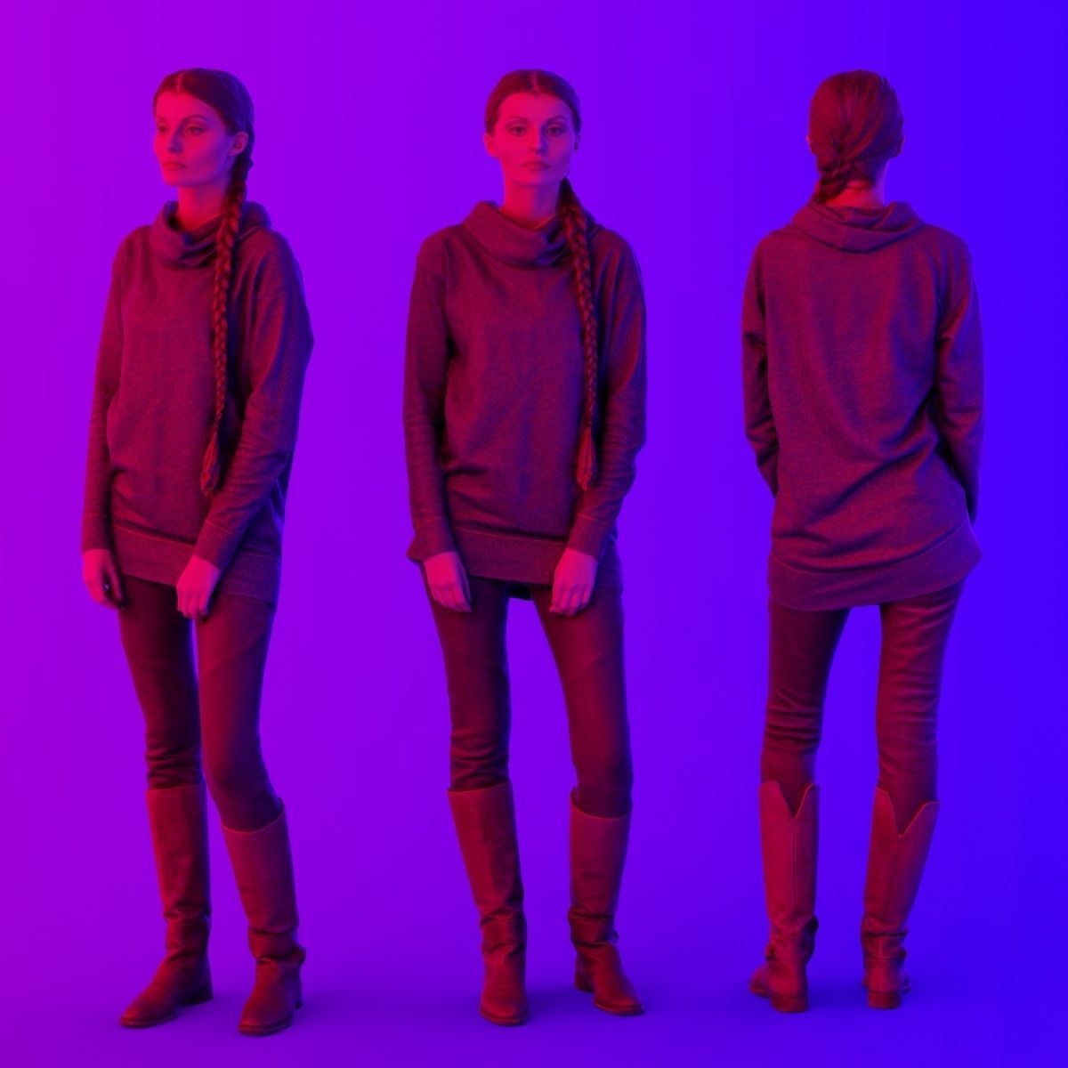 16 Fashion Girls Scan Vol 1 Low-poly 3D model_7