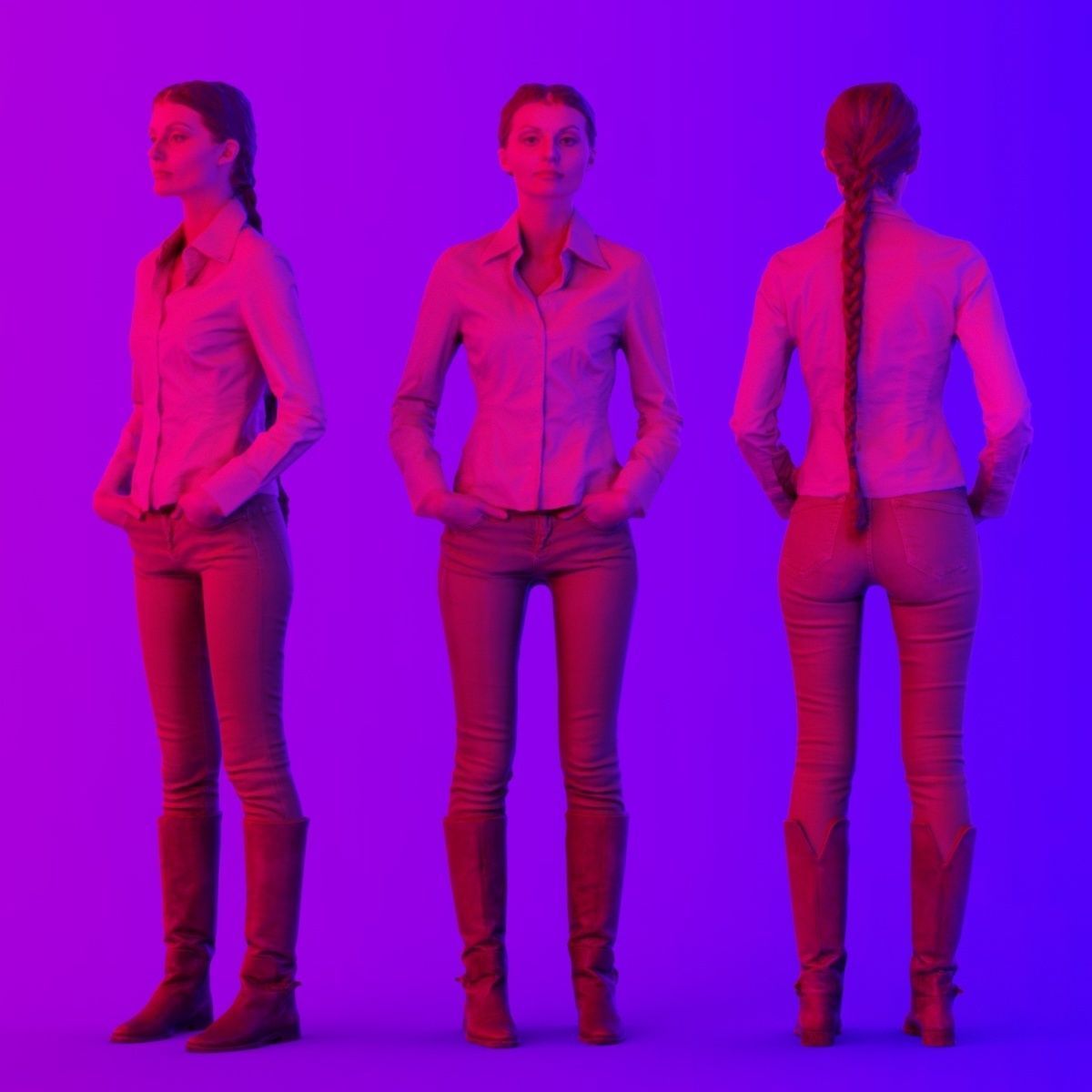 16 Fashion Girls Scan Vol 1 Low-poly 3D model_15