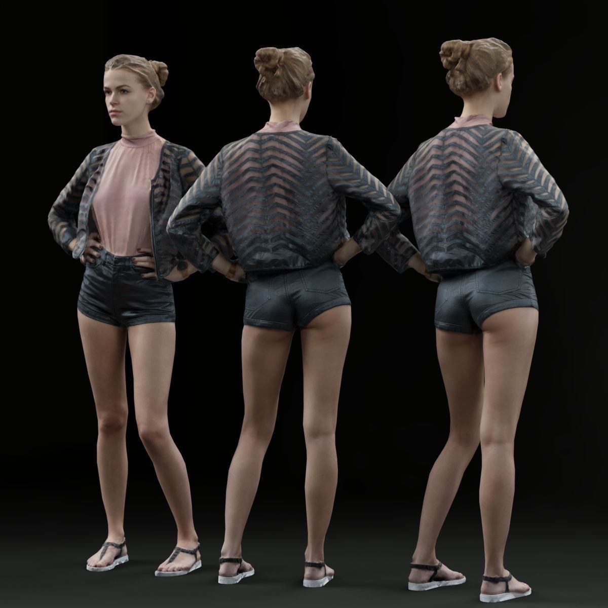 16 Fashion Girls Scan Vol 2 Low-poly 3D model_37