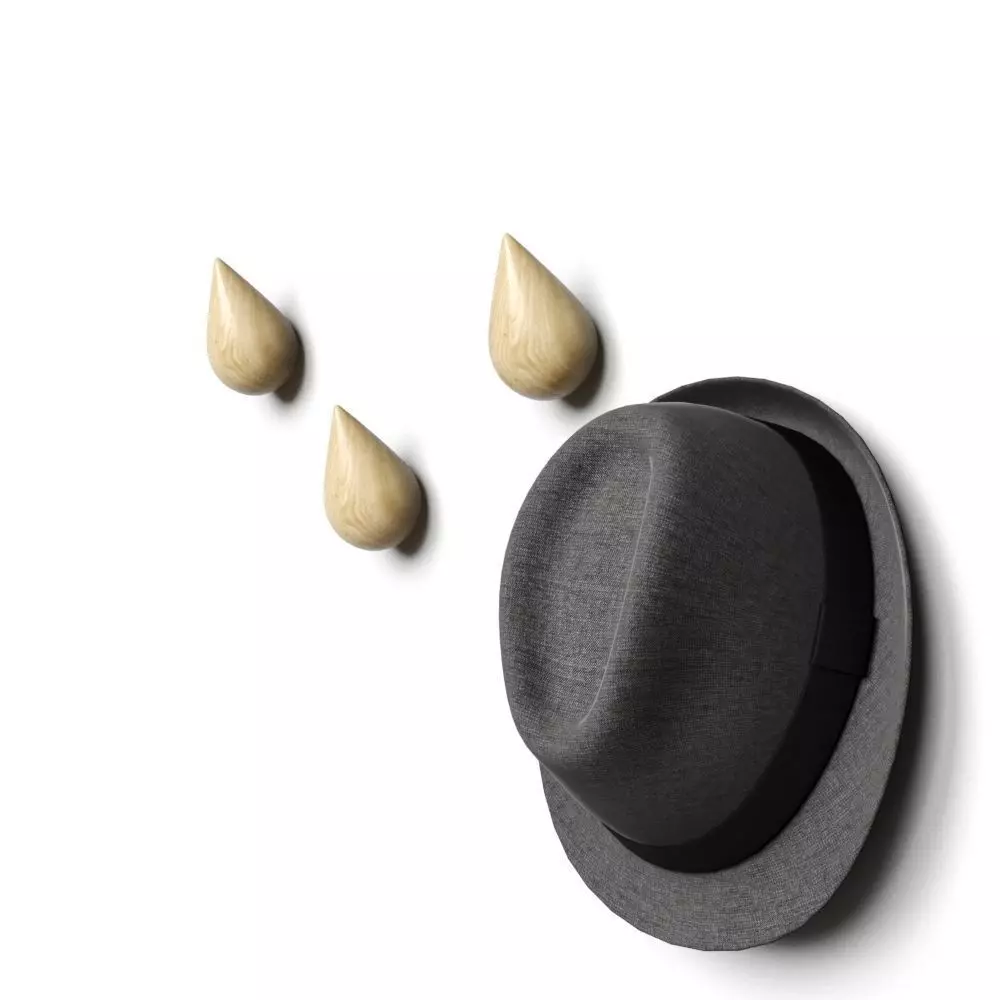 Normann Copenhagen Dropit Hooks small nature with a hat 3D model