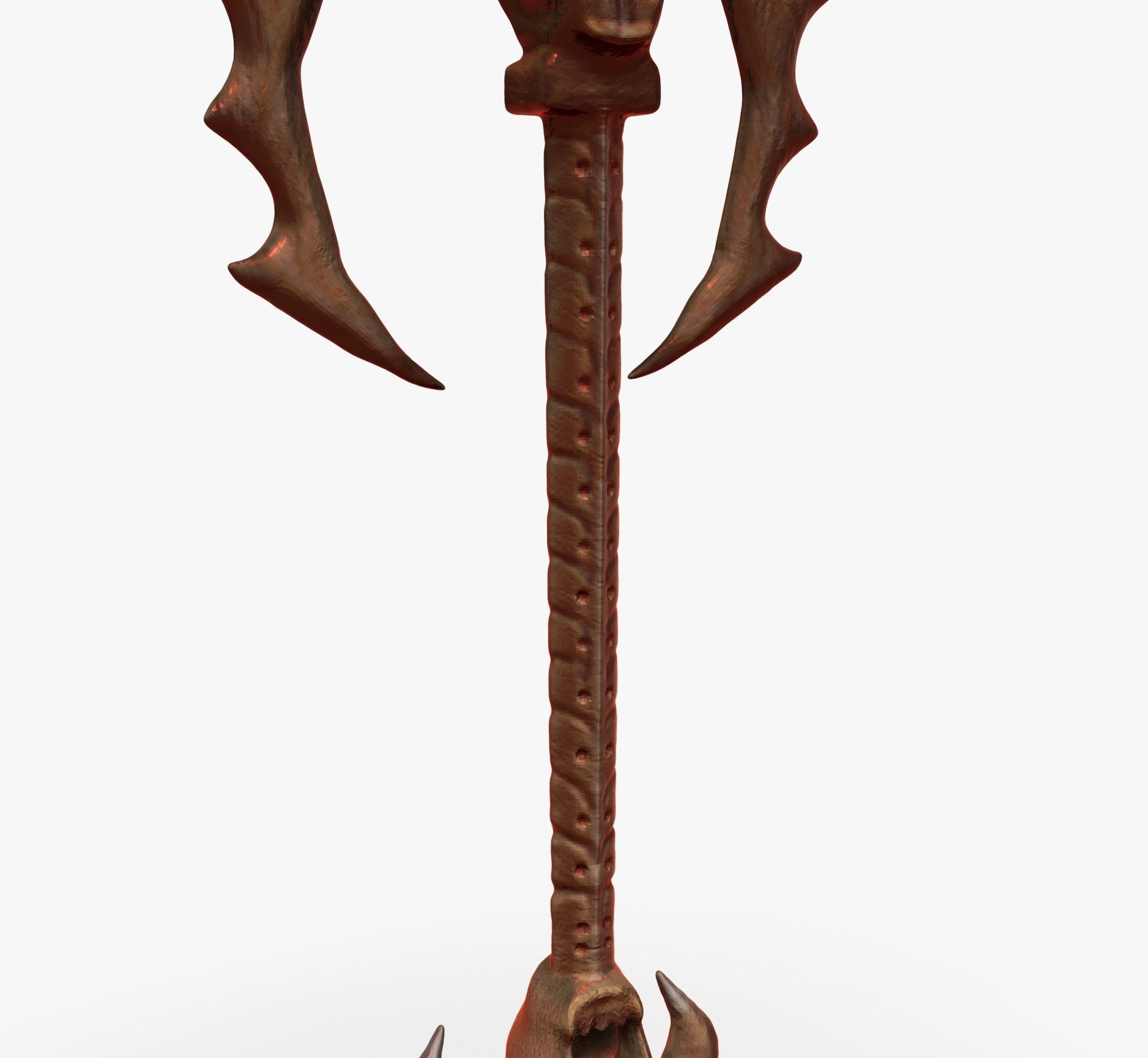 Medieval Skull Axe 3D model_2