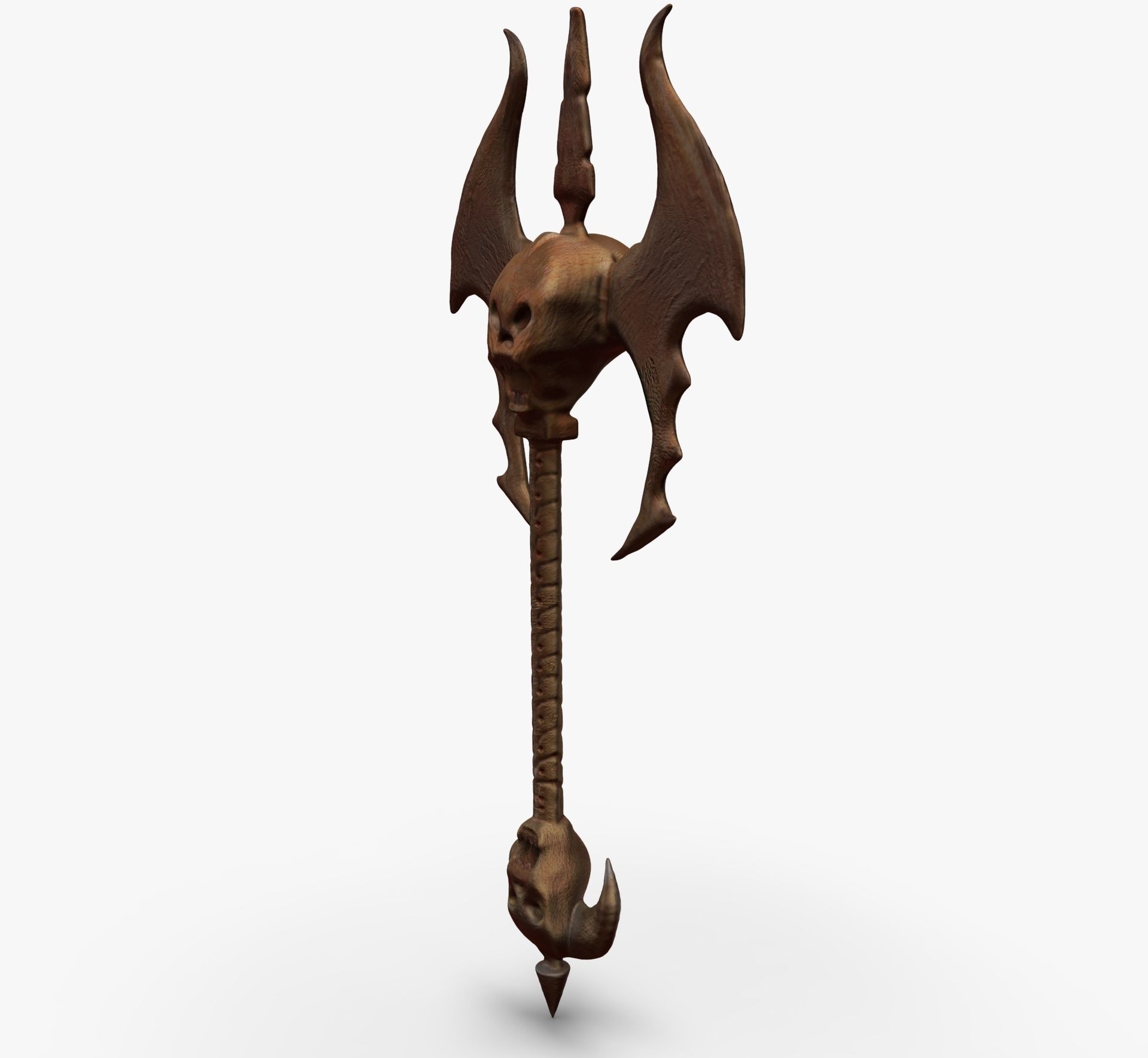 Medieval Skull Axe 3D model_3
