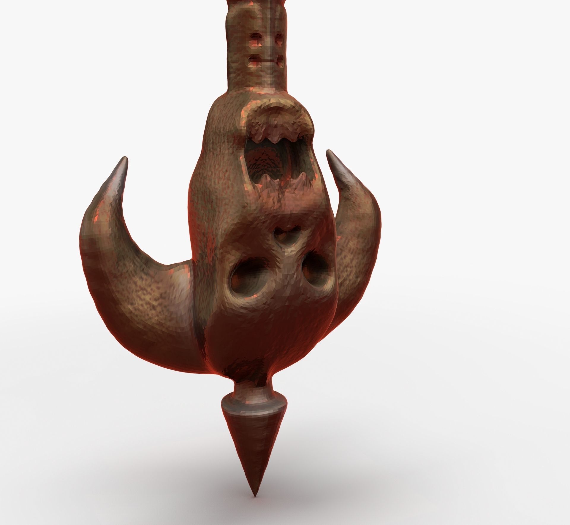 Medieval Skull Axe 3D model_5
