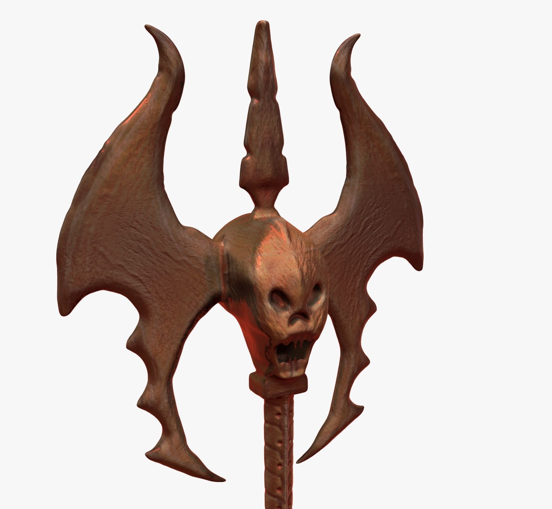 Medieval Skull Axe 3D model_4