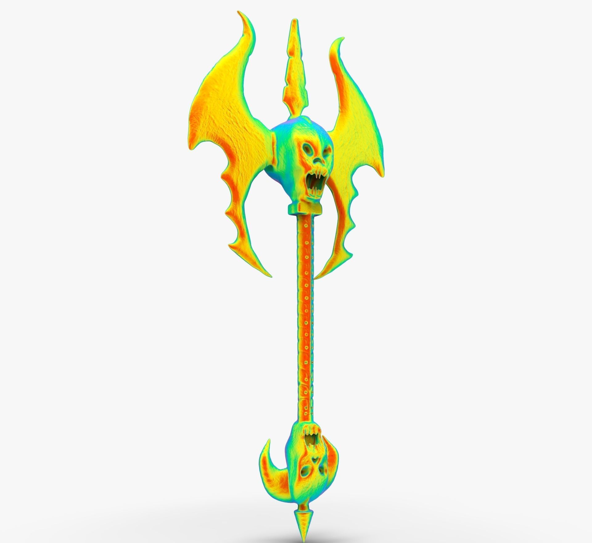 Medieval Skull Axe 3D model_10