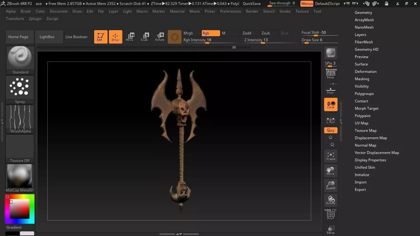 Medieval Skull Axe 3D model_0