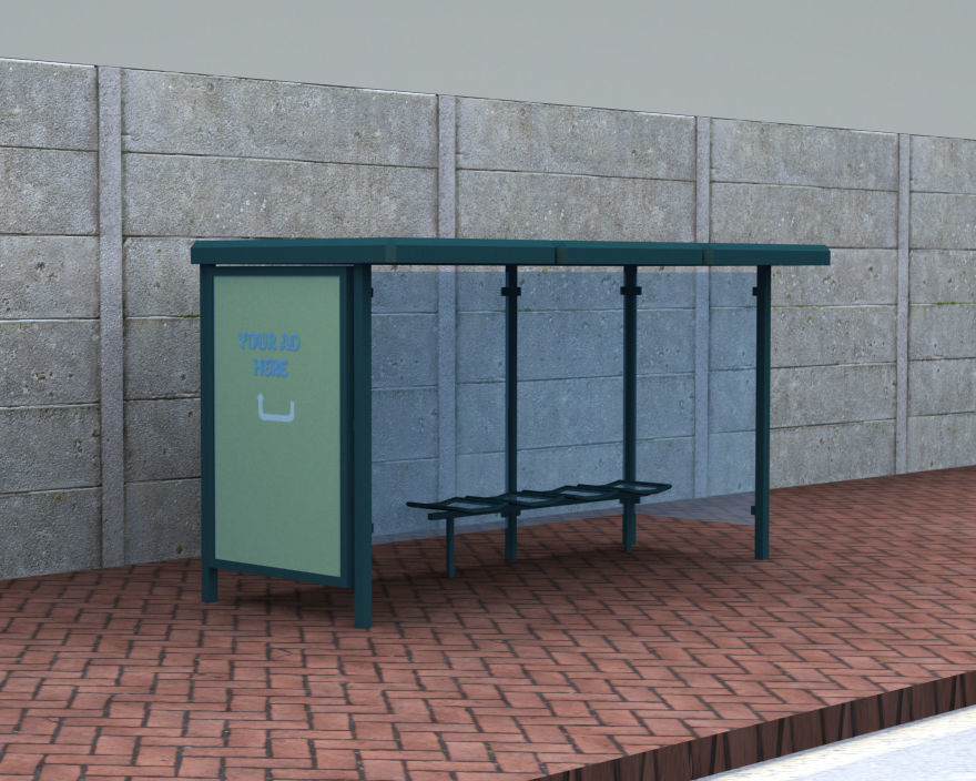 Bus Stop Modern3 Low-poly 3D model_1