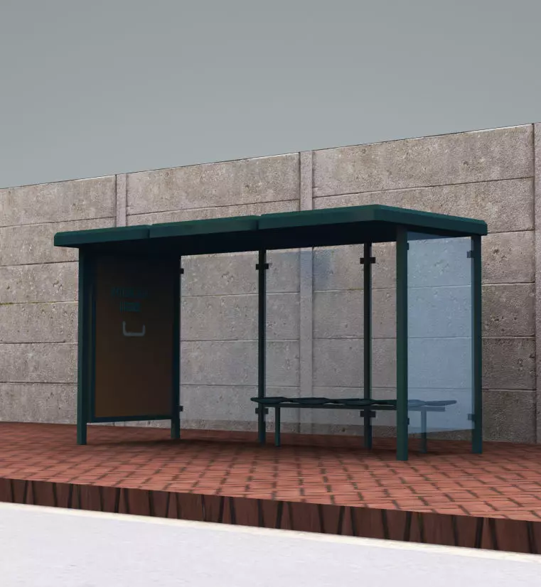 Bus Stop Modern3 Low-poly 3D model_0