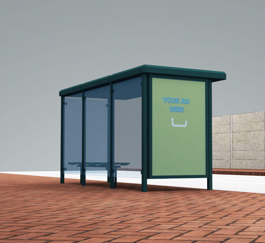 Bus Stop Modern3 Low-poly 3D model_3