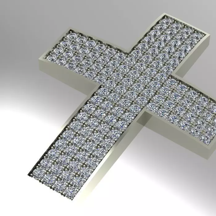 large diamond cross pendant 3D print model_0