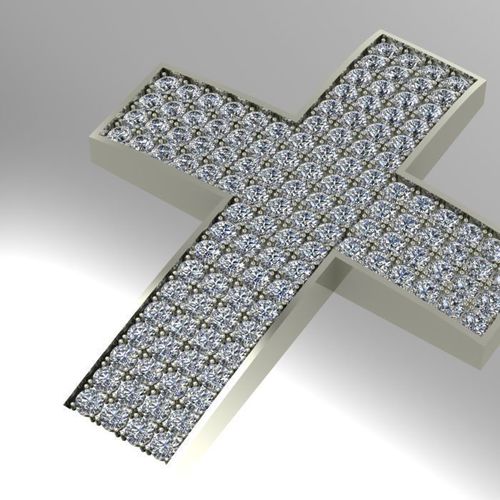 large diamond cross pendant 3D print model