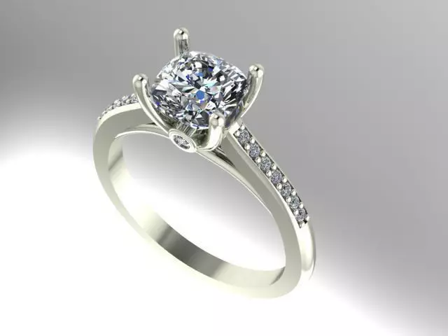 Cushion cut engagement ring 3D print model_0