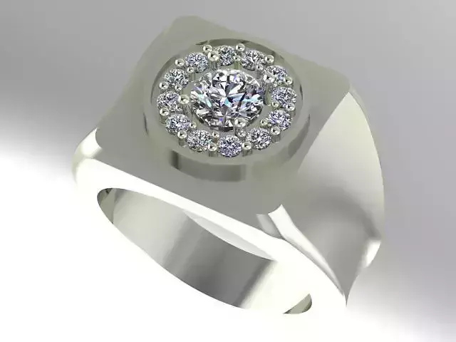 Mens diamond halo ring 3D print model