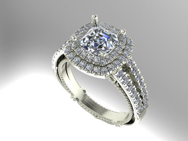 Double halo engagement ring 3D print model