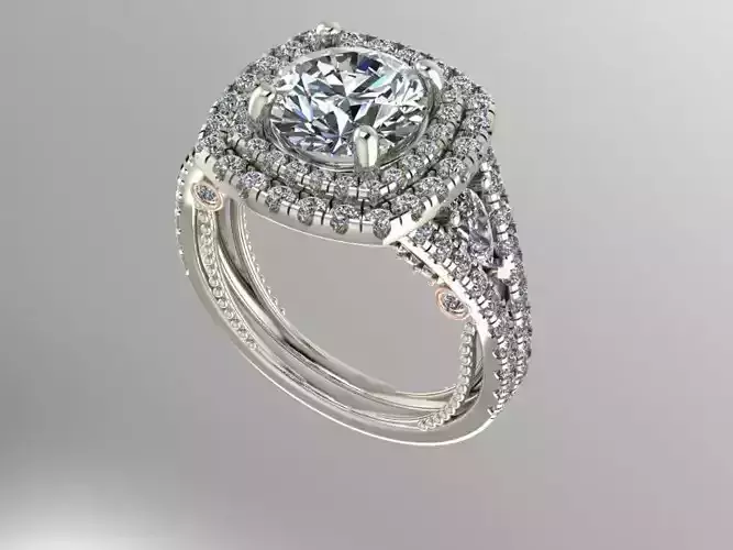 Double halo engagement ring