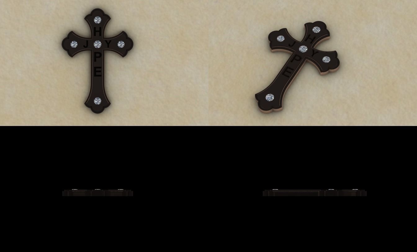 diamond cross pendant 3D print model_1