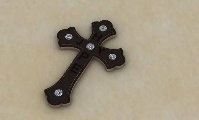 diamond cross pendant 3D print model_0