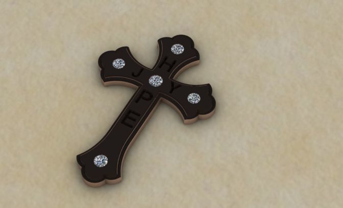 diamond cross pendant 3D print model