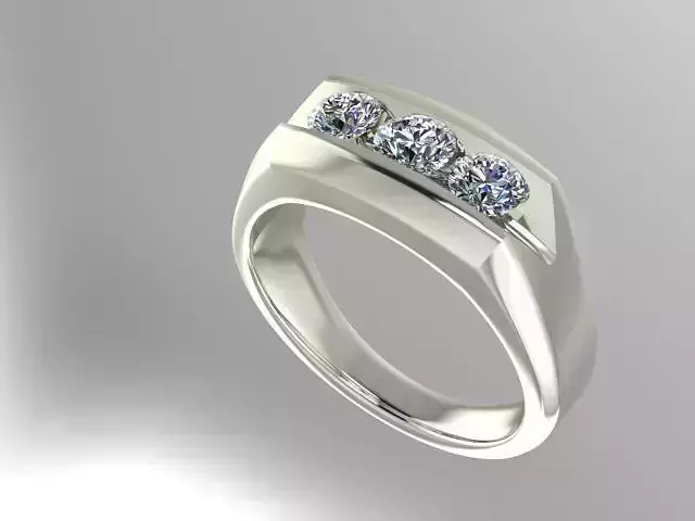 Mens 3 stone wedding band 3D print model