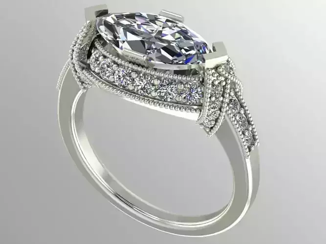 Marquise halo engagement ring