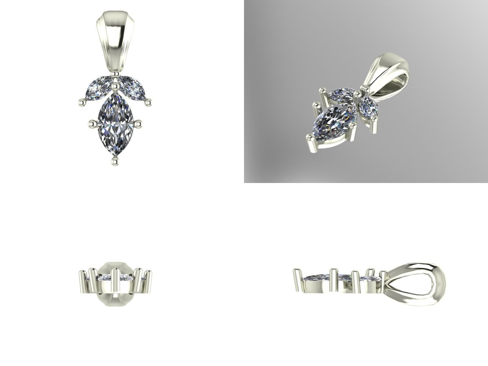 marquise pendant 3D print model_1