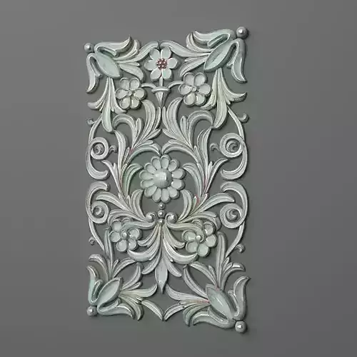 Panel-06 ornate wall plaque with flowers 3D print model