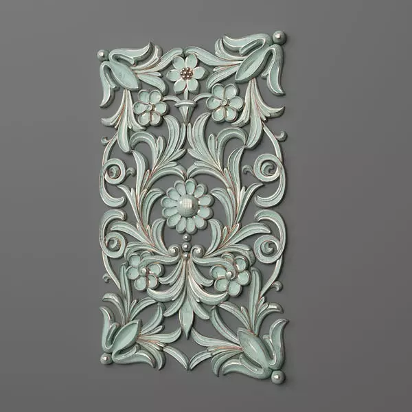 Panel-06 ornate wall plaque with flowers 3D print model_0