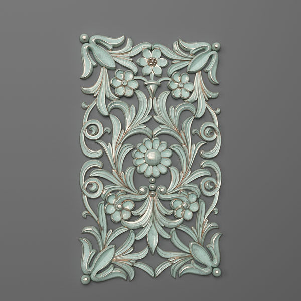 Panel-06 ornate wall plaque with flowers 3D print model_1